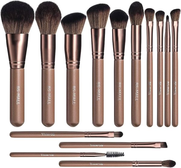 BS-MALL Professional 22 Pcs Rose Golden Make up Brushes Set