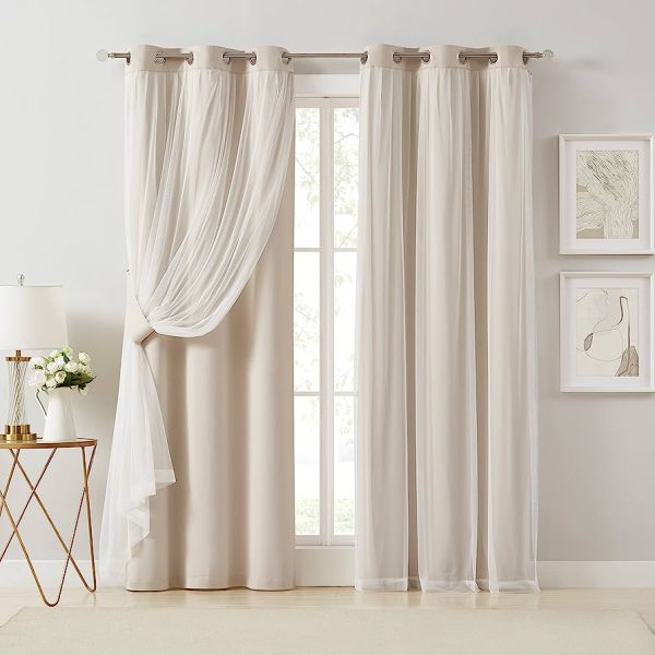 Bujasso Beige Blackout Curtains 63 inch Length