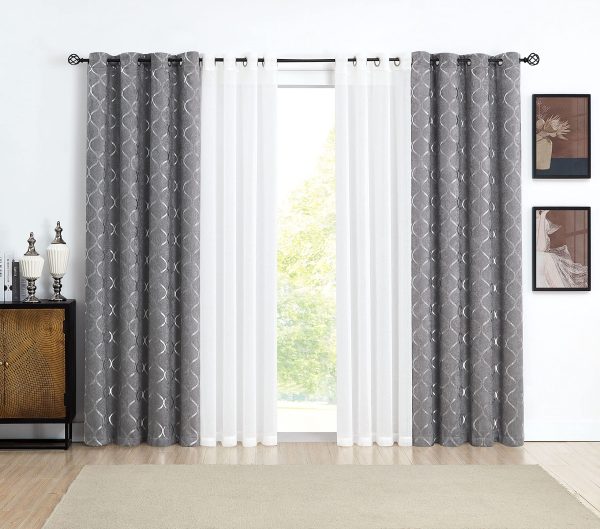 Bujasso Living Room Grey Curtains 84 Inch