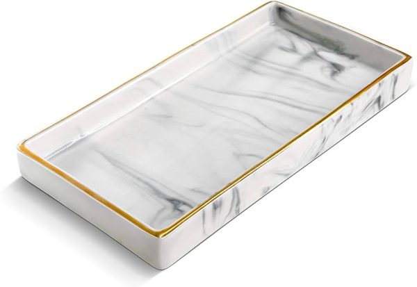 Candle Tray with White Marble Finish