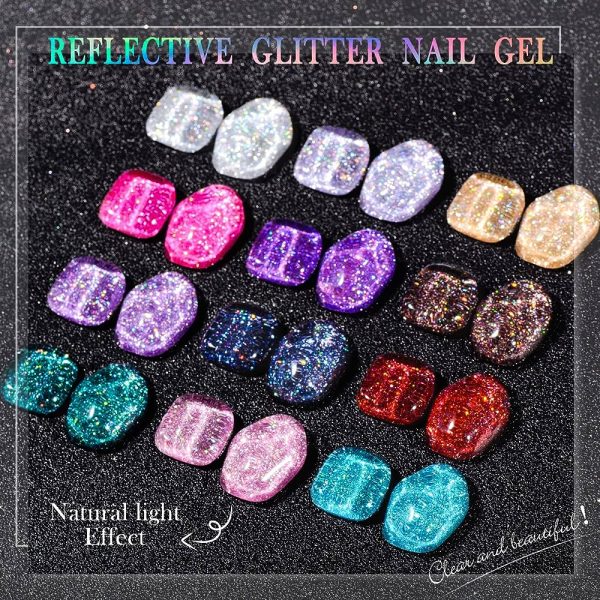 Candy Lover Luxury Gel Nail Polish Set, 8 Mixed Colors Shimmering Glitter