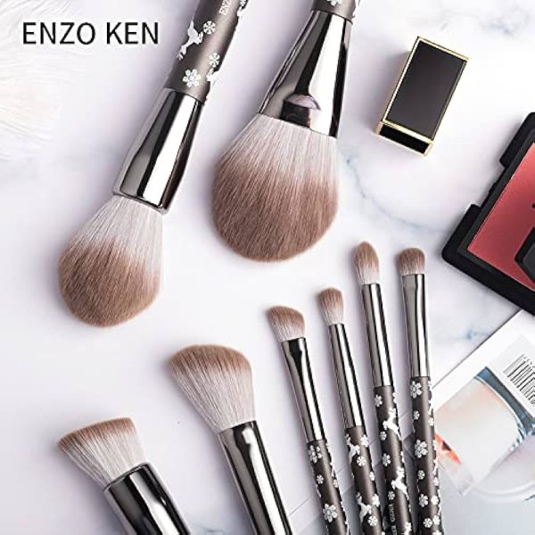 Carcoal Grey Natural Goat Hair Makeup Brush Set