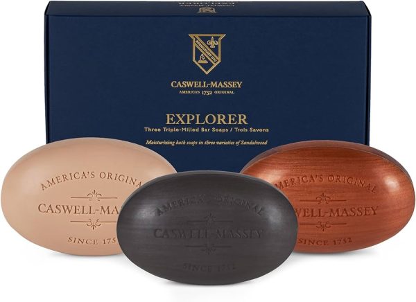 Caswell-Massey Triple Milled Luxury Bath Soap Woodgrain Boxed Set