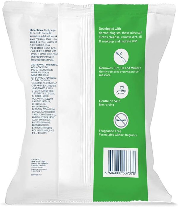 CeraVe Hydrating Facial Cleansing Makeup Remover Wipes