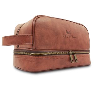 Cevetta Leather Toiletry Bag For Men (Dopp Kit)