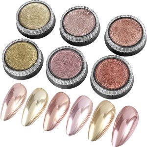 Chrome Nails Powder 6 Colors 1g/Jar Premium Metallic Chrome Mirror Laser