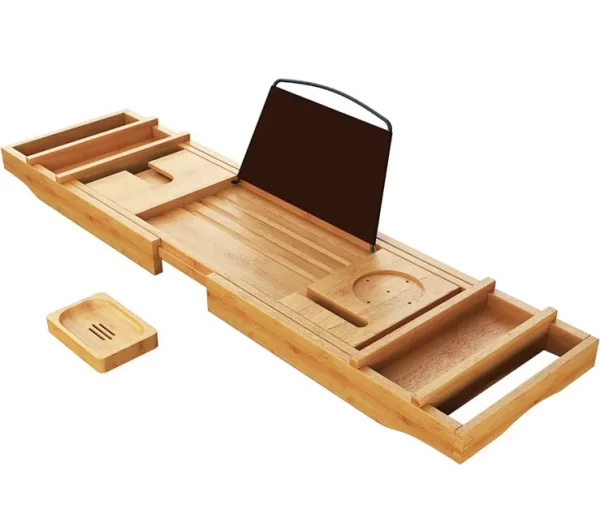 CINEYO Luxury Bamboo Bathtub Caddy Tray
