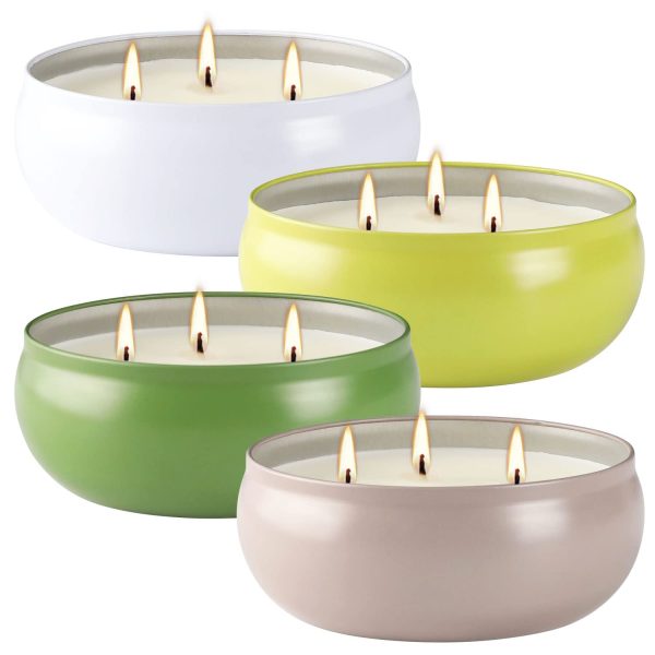 Citronella Candles Outdoor Indoor Large Pure Soy Wax 3-Wick Scent Candle