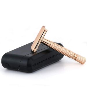 Classic 3-Piece Razor Double Edge Safety Razor Manual Shaver Rose Gold