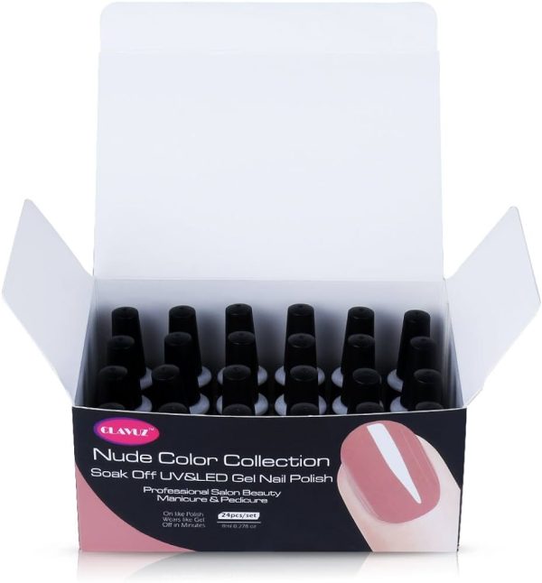 CLAVUZ Gel Polish Kit 24PCS Rose Red UV Gel Nail Lacquers Set