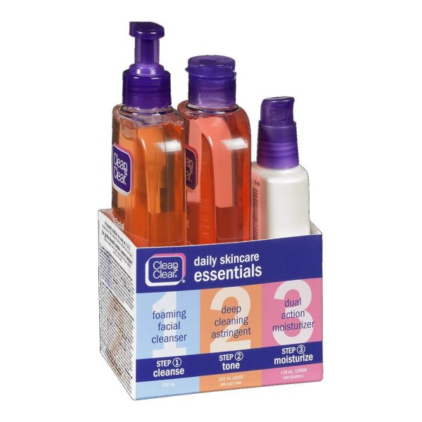 Clean & Clear Daily Acne Skincare Essentials Set with Foaming Facial Cleanser