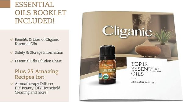 Cliganic USDA Organic Aromatherapy TOP 12 Essential Oils Set