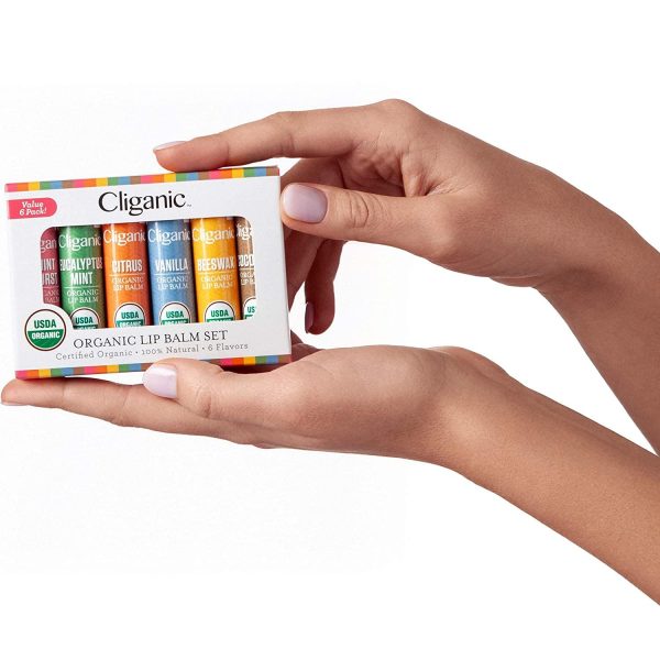 Cliganic USDA Organic Lip Balm Set - 6 Flavors - 100% Natural Moisturizer