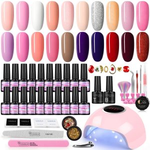 Coscelia 5 Colors Gel Nail Polish Kit with 24W LED Nail Dryer