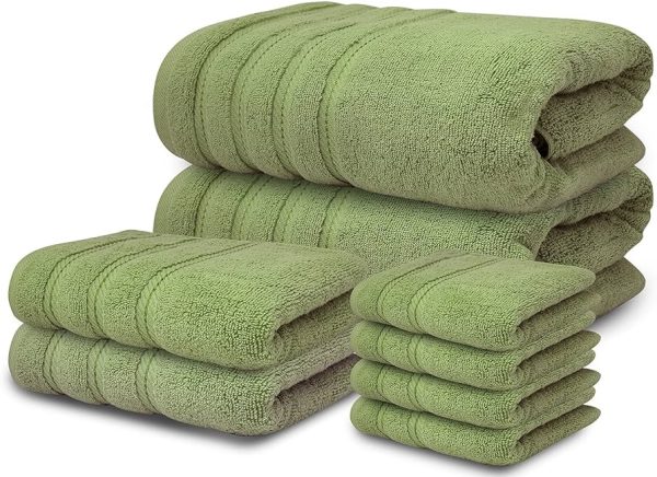 Cottex Home Luxury Bath Towels Set of 8 Oversized Bathroom Towels