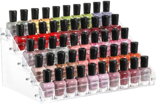 Cq acrylic 72 Bottles of 5 Layers Nail Polish Rack-Clear Nail Polish Display
