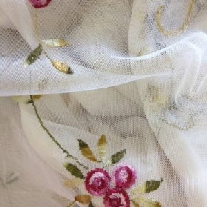 Creative Linens Embroidered Lace Roses Floral Shower Curtain