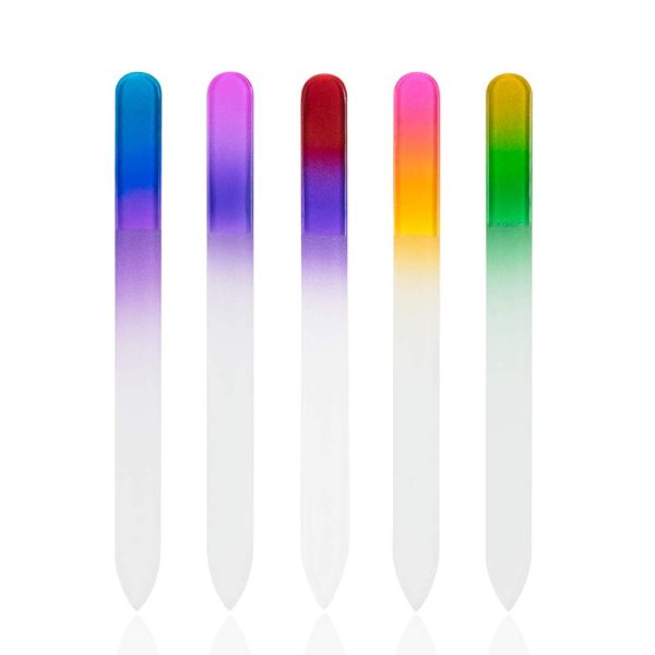 Crystal Glass Nail Files 5 Pieces Nail Art Tool Manicure Colorful Printed