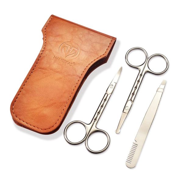Curved and Rounded Facial Hair Scissors for Men - Mustache, Nose Hair & Beard