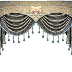 Custom Brown Waterfall Valance Swag with Gold Thread Inside