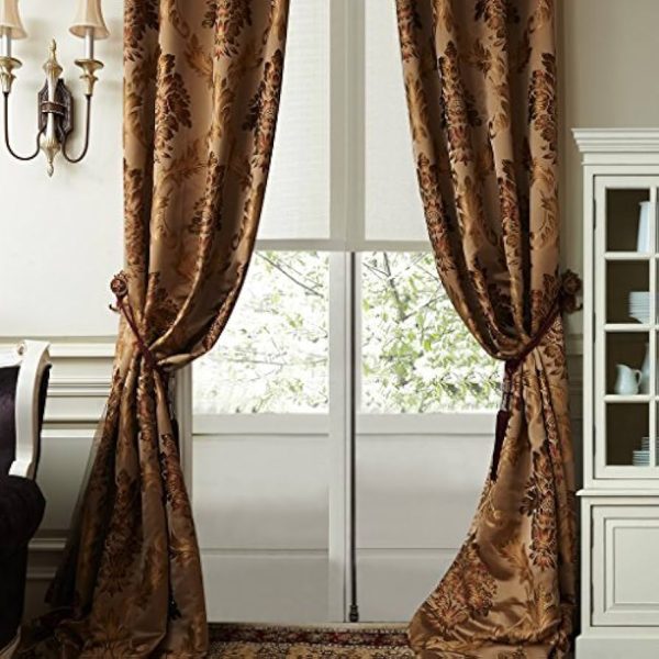 Customized European Style Golden Jacquard Curtain Valance