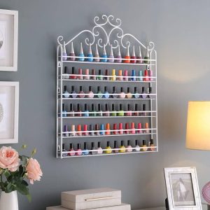 Dazone DIY Mounted 6 Shelf Nail Polish Wall Rack Organizer Holds
