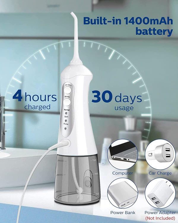 Dental Oral Irrigator with 3 Modes & 4 Jet Tips for Braces Gums