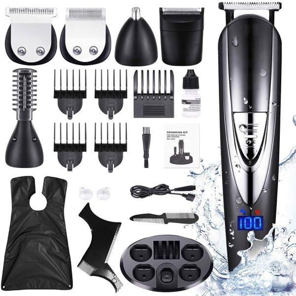 Beard Trimmer & Hair Clipper Kit for Men – 10-in-1 Waterproof Electric Grooming Kit with USB Rechargeable Precision Trimmer