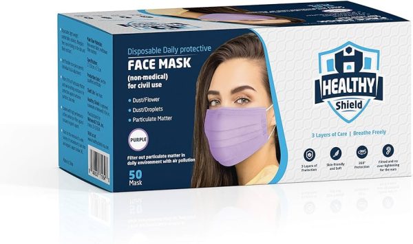 Disposable Face Masks - 50 PCS - For Home & Office - 3-Ply