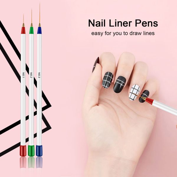 Nail Art Polish Brushes & Dotting Pen Kit – 15-Piece Professional Manicure Set with Rhinestones & Foils