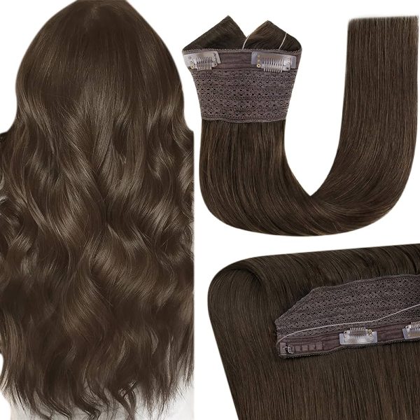 Easyouth Wire Hair Extensions Human Hair 22 Inch Color 2 Dark Brown