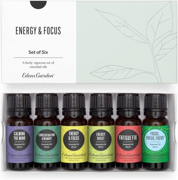 Edens Garden Energy & Focus Essential Oil 6 Set