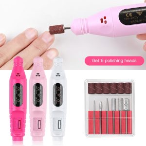 Electric Nail Drill Manicure and Pedicure Care Set: Mini Nail Kit System for Buffing