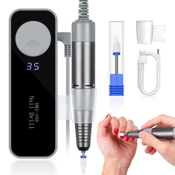 Electric Nail Drill, Upgraded Professional Nail File Portable Manicure Pedicure Drill