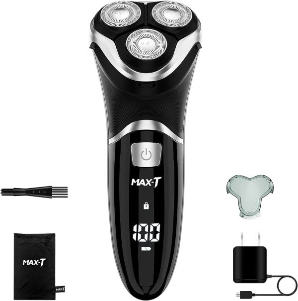 Electric Shaver Razor for Men, MAX-T Quick Charge Wet Dry Rotary Shaver