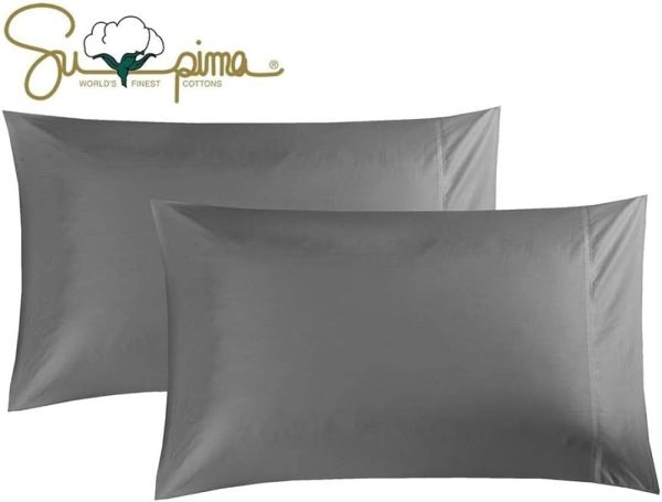 ELINEN 100% Supima Cotton 600 Thread Count Queen Pillowcase
