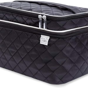 Ellis James Designs Large Travel Makeup Bag Organizer - Cosmetic Train Case