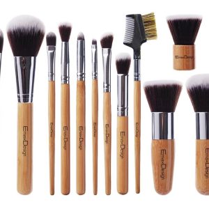 EmaxDesign 12 Pieces Makeup Brush Set Professional Bamboo Handle Premium
