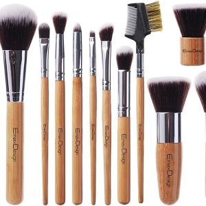 EmaxDesign 12 Pieces Makeup Brush Set Professional Bamboo Handle Premium