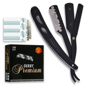Equinox Professional Straight Edge Razor with 100 Single Edge Derby Blades