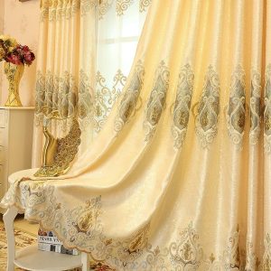 European Style Living Room Yellow Curtains