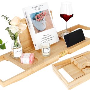 Expandable Bamboo Tub Tray for Luxury Bath