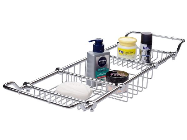 Expandable Bath Caddy for The Elegant Tub Chrome Polished