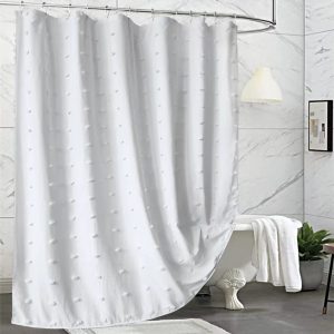 Fabric White Shower Curtain for Bathroom
