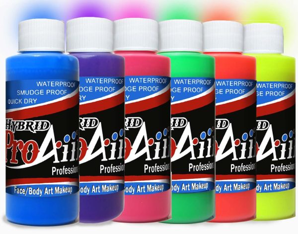 ProAiir Fluorescent Waterproof Face and Body Paint – Long-Lasting Hybrid Airbrush Makeup Set
