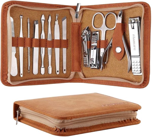 FAMILIFE F03 Manicure Set, Pedicure Kit Nail Clipper Set 13pcs Professional Men
