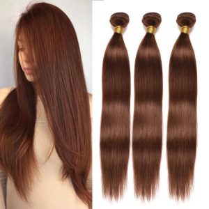 FEEL ME Brazilian Human Hair Weave Bundles 8a Grade Color 4 Light Brown