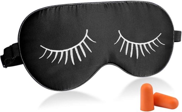 Fitglam Natural Silk Sleep Mask / Eye Mask with Eyelashes Patterns