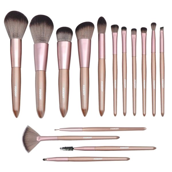 FIXBODY Makeup Brush Sets - 10 PCS Wood Handle Soft Synthetic fiber hair