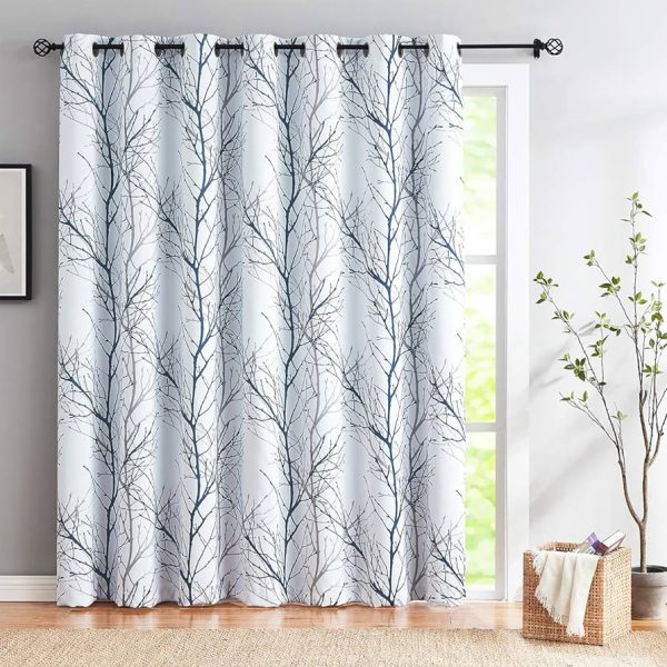 FMFUNCTEX Blue White Tree Curtains for Bedroom